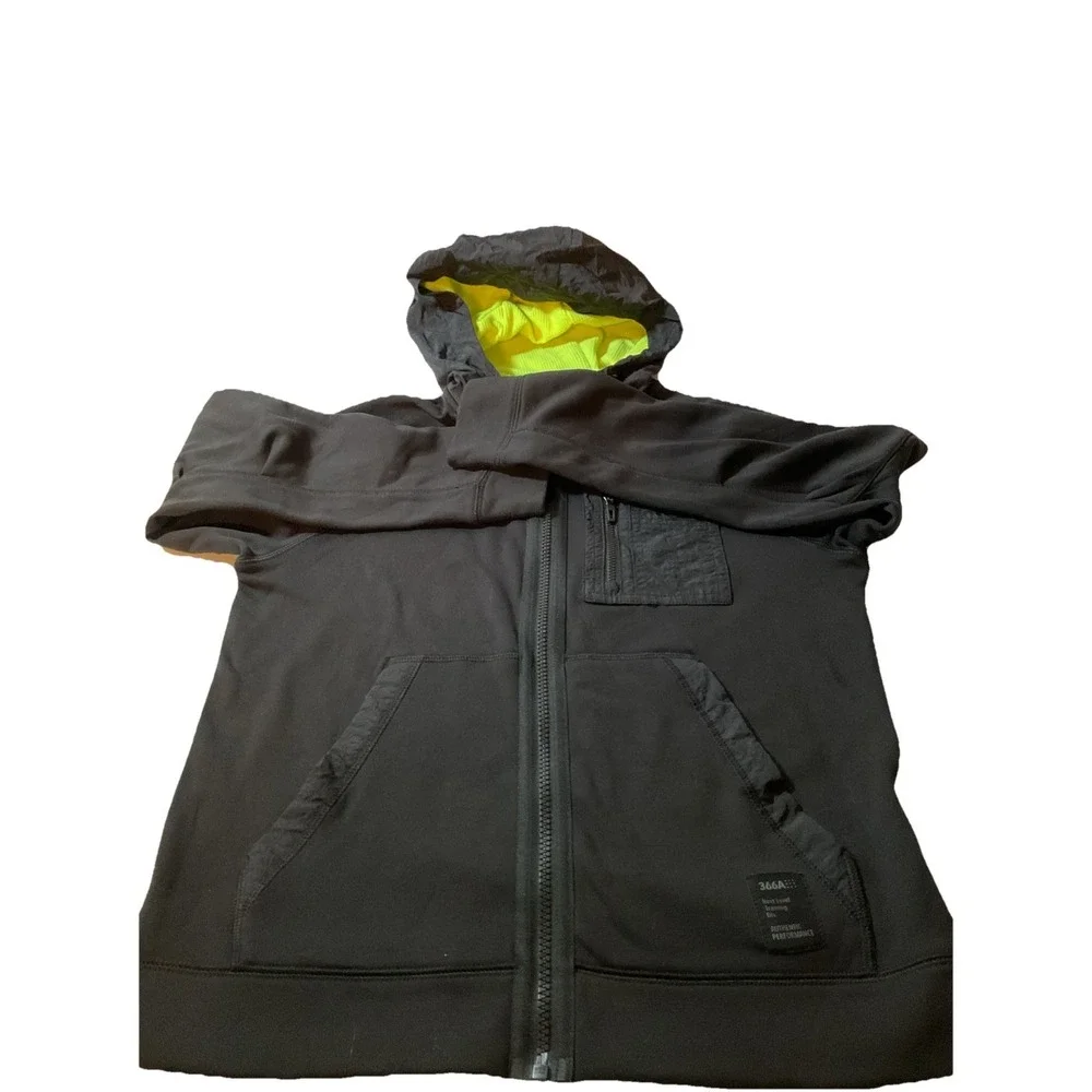 Athletic Works Childs Size L 10-12 Black And Green Hooded Jacket H36